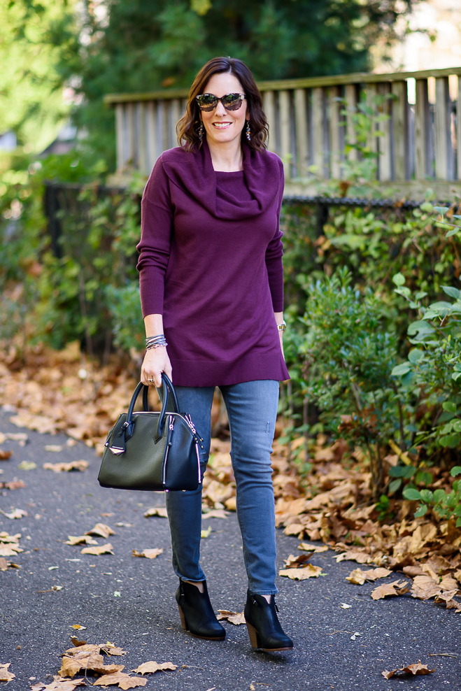 Then & Now: Gray Denim + Burgundy Sweater